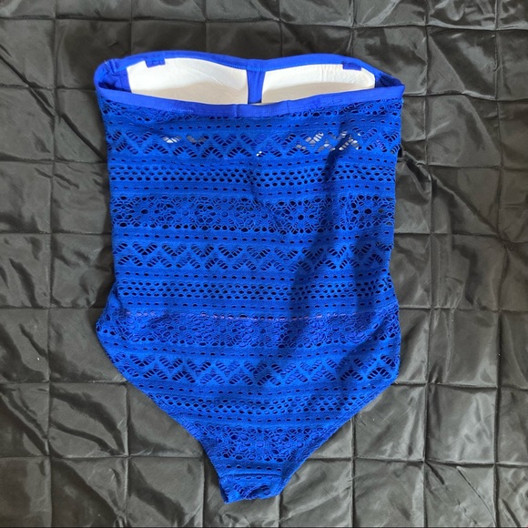 Navy blue crochet one piece bathing suit - Picture 10 of 14